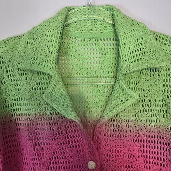 Maaji Colorful Dye Kyrie Crochet Shirt Short Sleeve Cropped Ombre Medium NEW - Picture 3 of 8